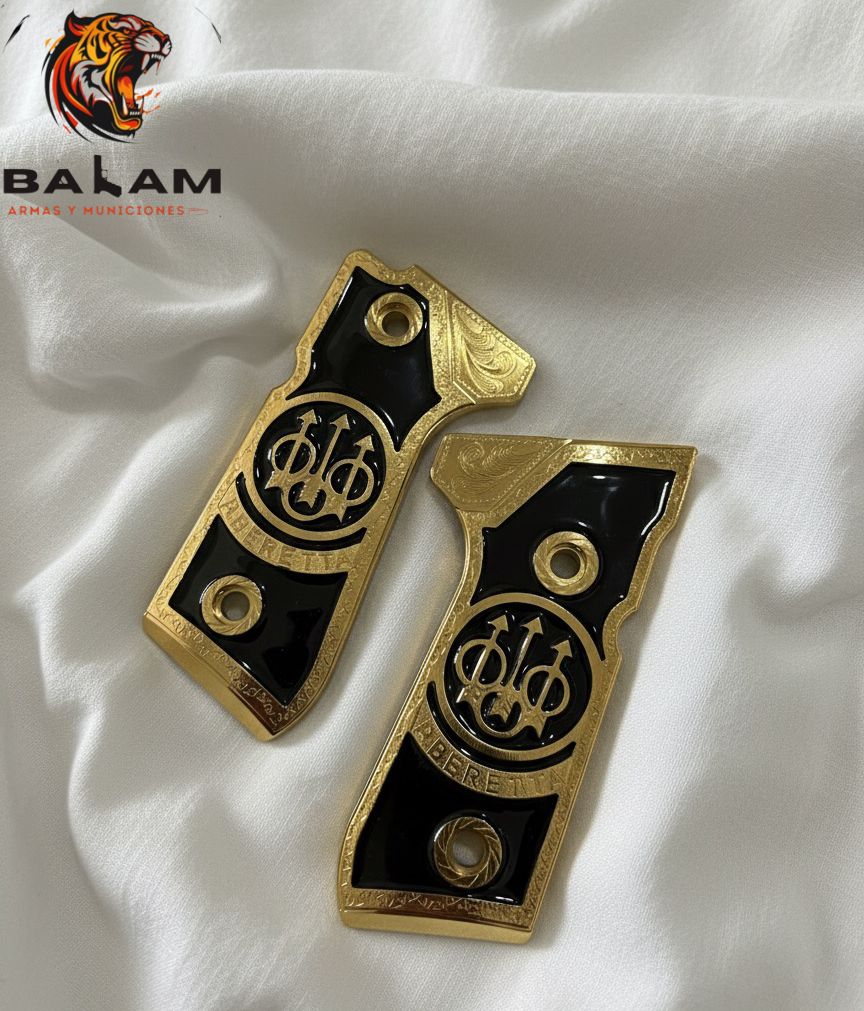 CACHAS BERETTA FONDO NEGRO DISEÑO RAMAS ORO