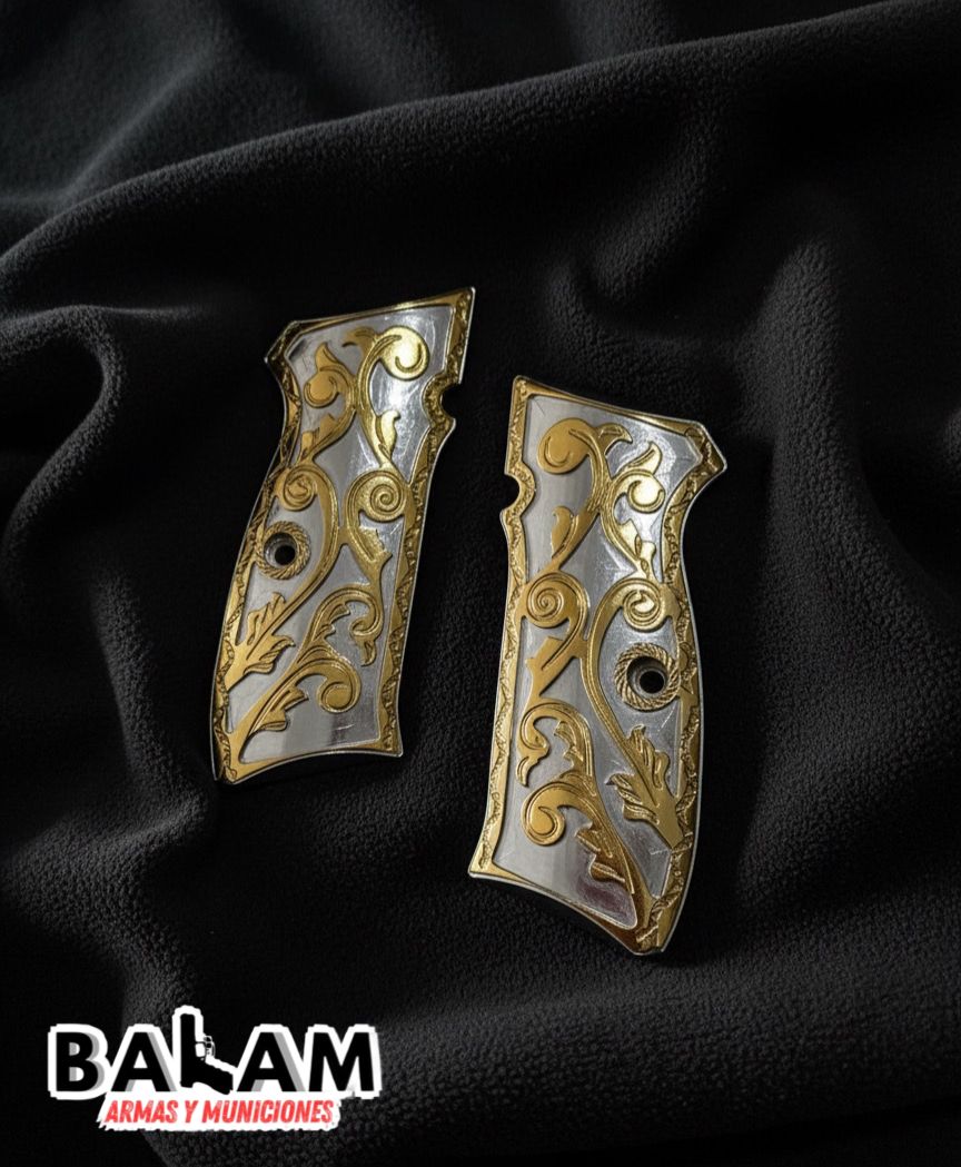 CACHAS CZ PLATEADAS DISEÑO RAMAS ORO