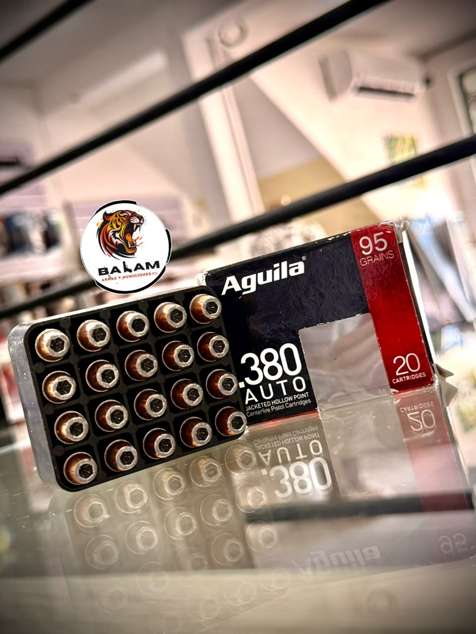 MUNICION AGUILA CAL. .380 AUTO JHP NIC 96 GRAIN LOTE 1E3802111