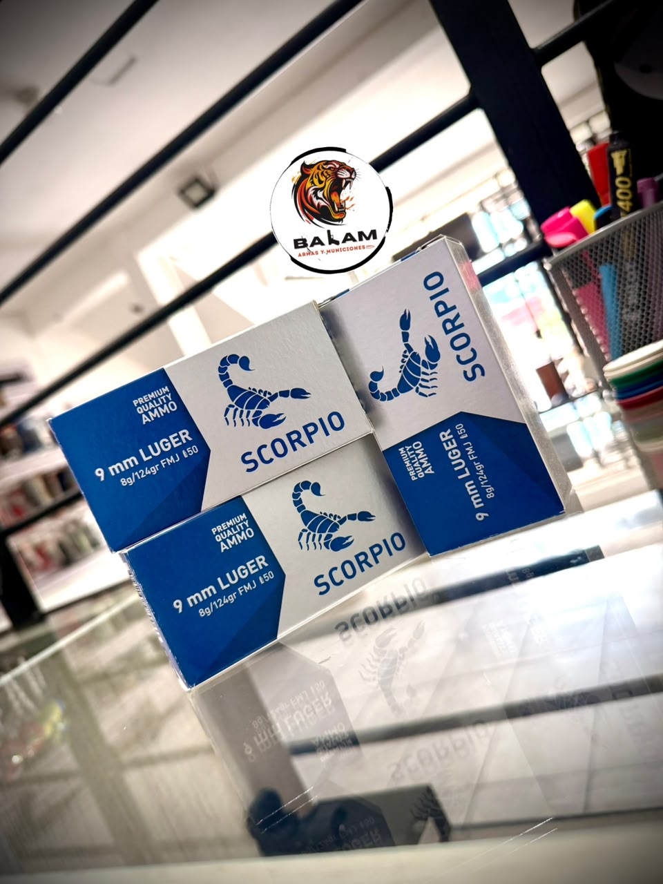 MUNICION MARCA SCORPIO CAL. 9MM LUGER FMJ 124GRS LOTE 043 26