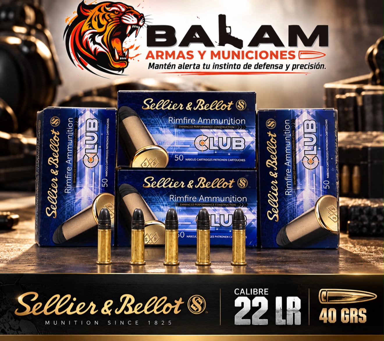 MUNICION MARCA SELLIER & BELLOT CALIBRE 22LR S/L